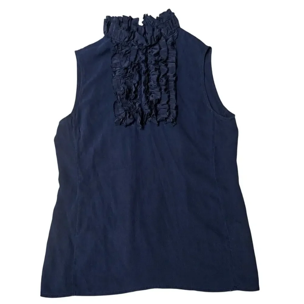 Tory Burch Silk Ruffle Sleeveless Blouse XS